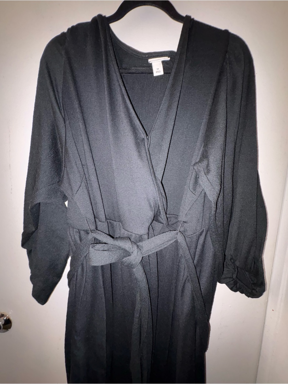 Ava & Viv Black Women's Lightweight Wrap Dress with Belt